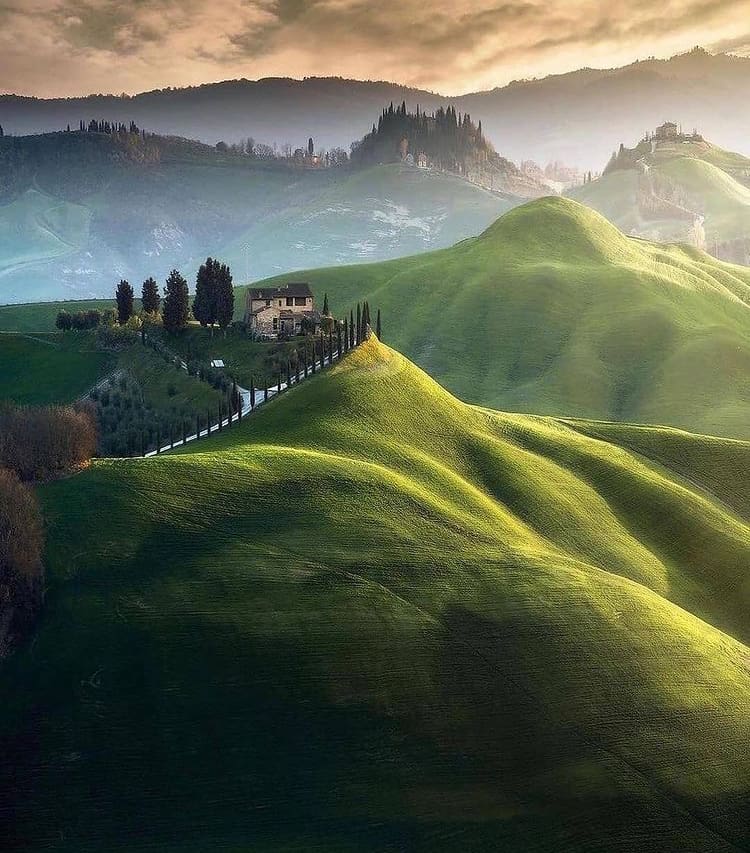 The rolling green hills of Tuscany