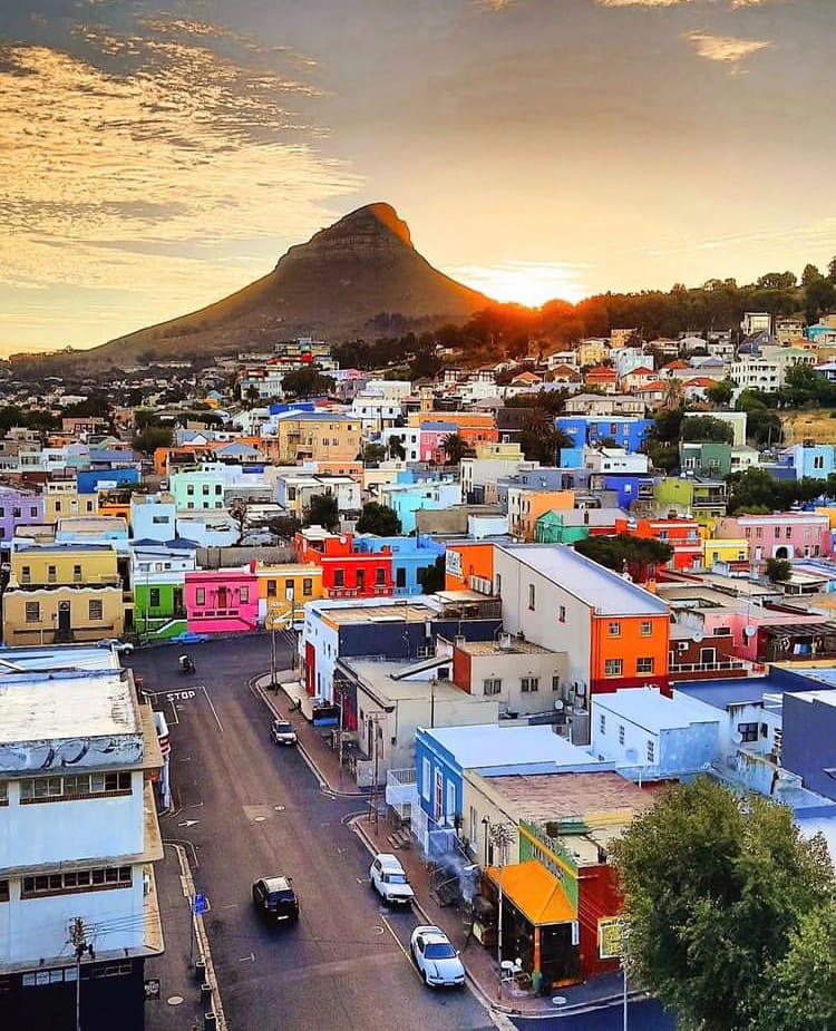 The view of Lion's Head over the Bo Kaap town in Cape Town - 10 Tips for Your First Visit to South Africa