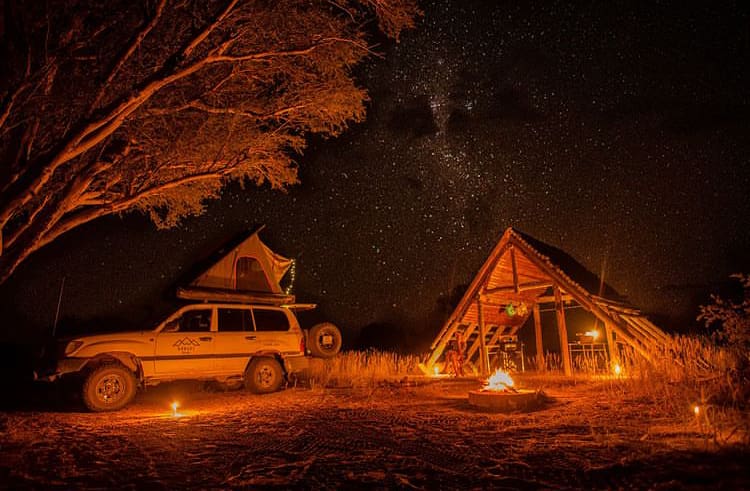 Camping under the stars in the Kalahari Desert, Botswana