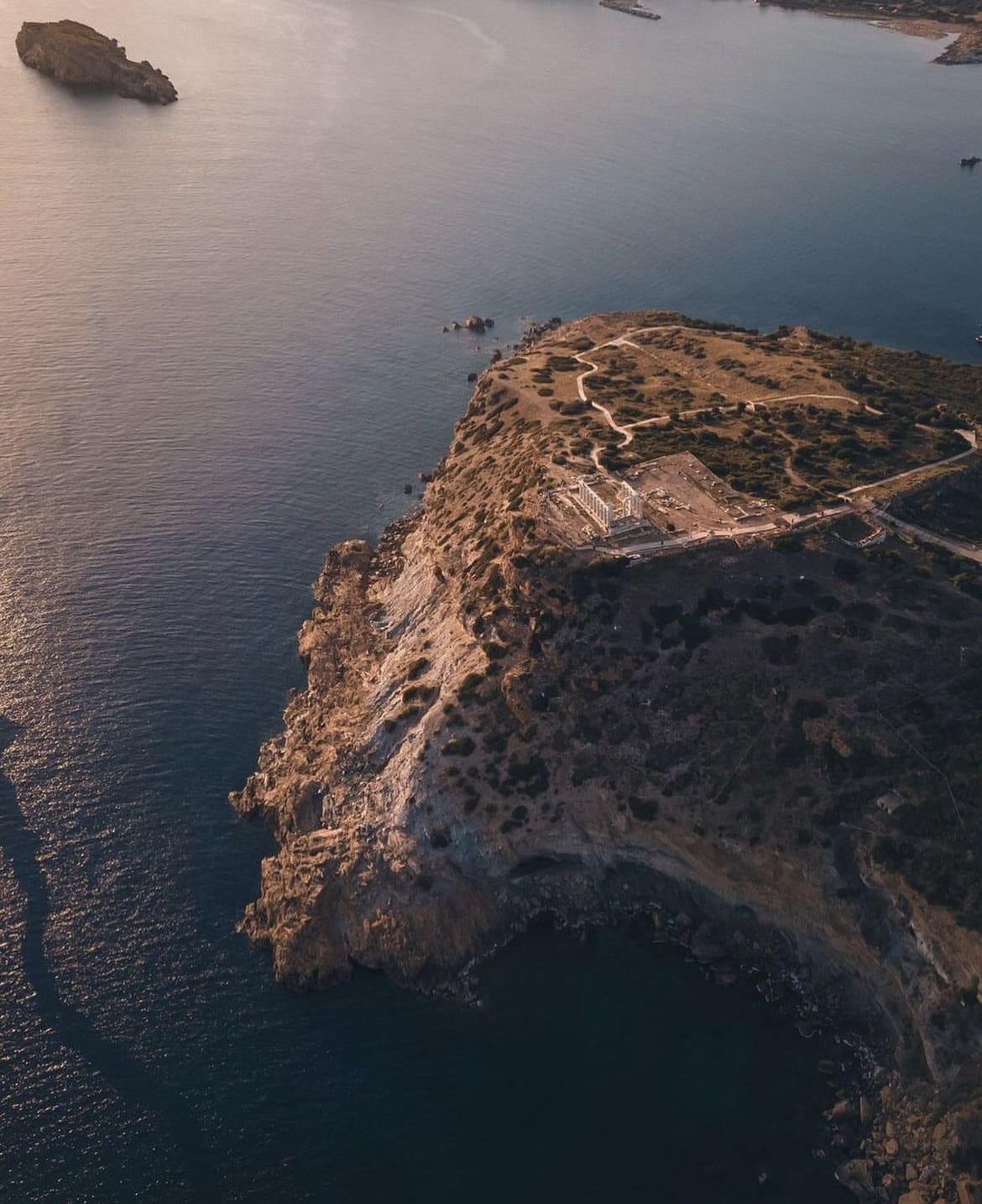 Aerial view over the Temple of Poseidon