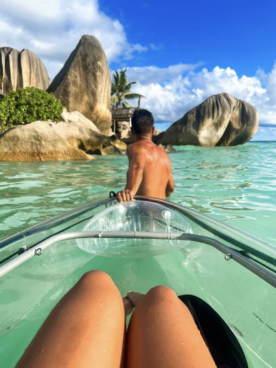 Glass bottom kayaking in the Seychelles