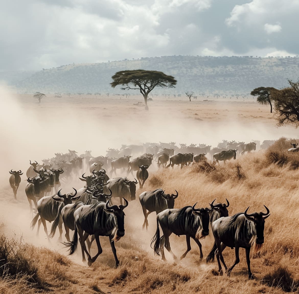 Migration herd on the run in Tanzania