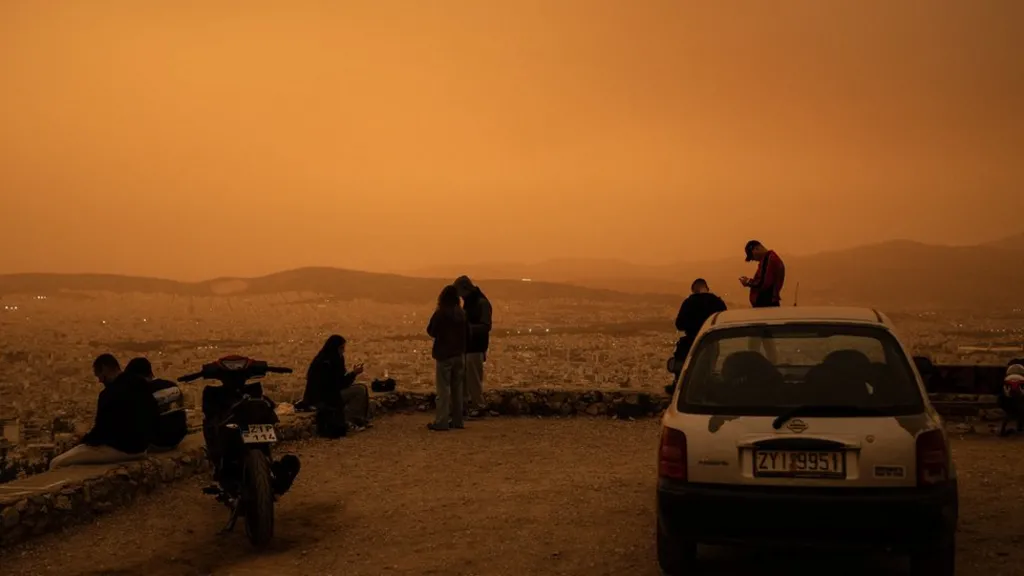 Despite the beauty of the orange hue over Athens, the clouds of dust left many Greeks suffering from respiratory problems