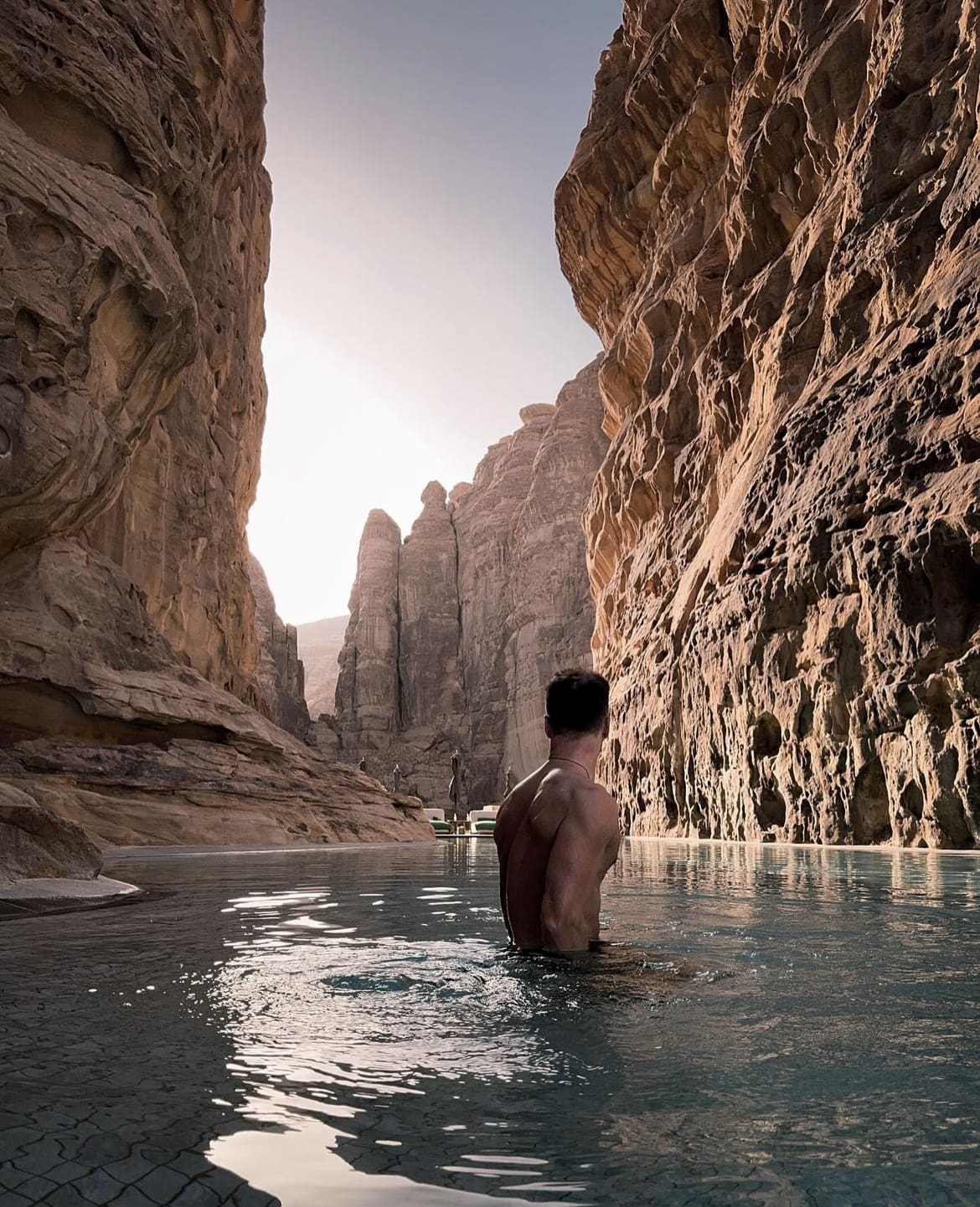 Swimming in between the mystic rocks of AlUla