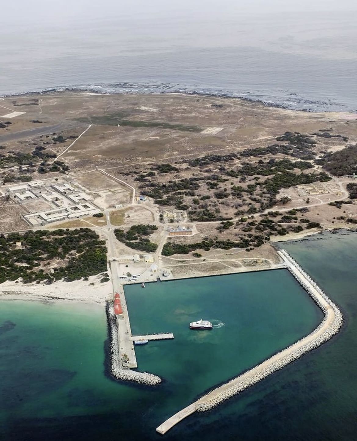 Aerial view over Robben Island