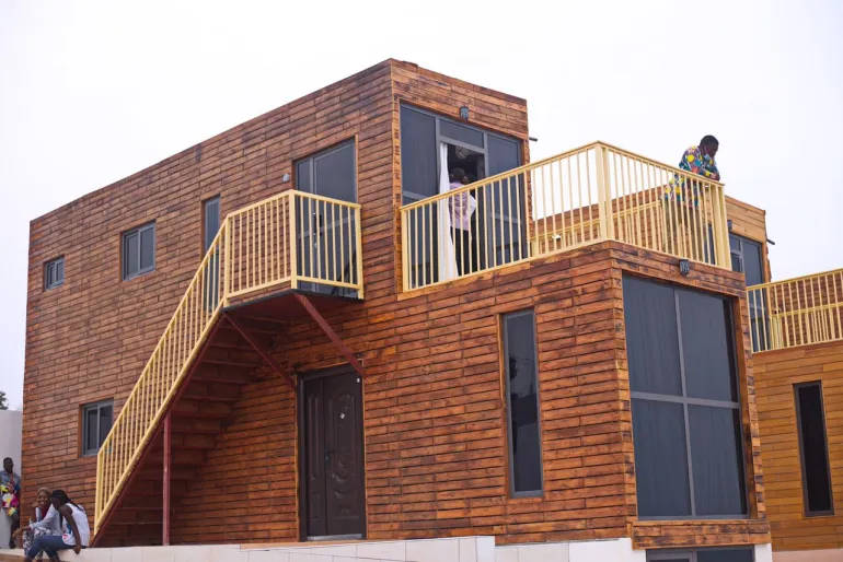 A two-storey shipping container home