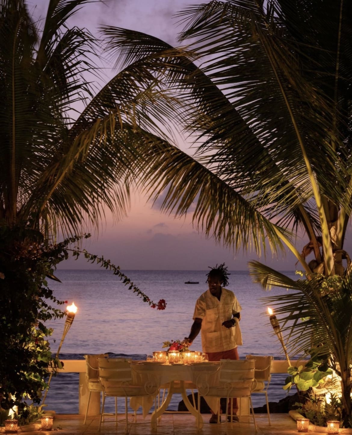 Dinner setting at Cobblers Cove